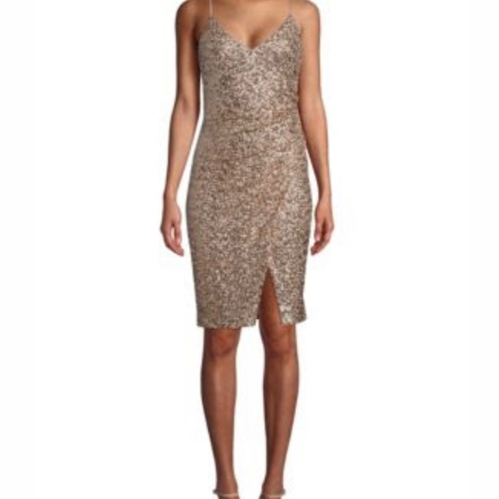 Betsy & Adam gold sequin dress